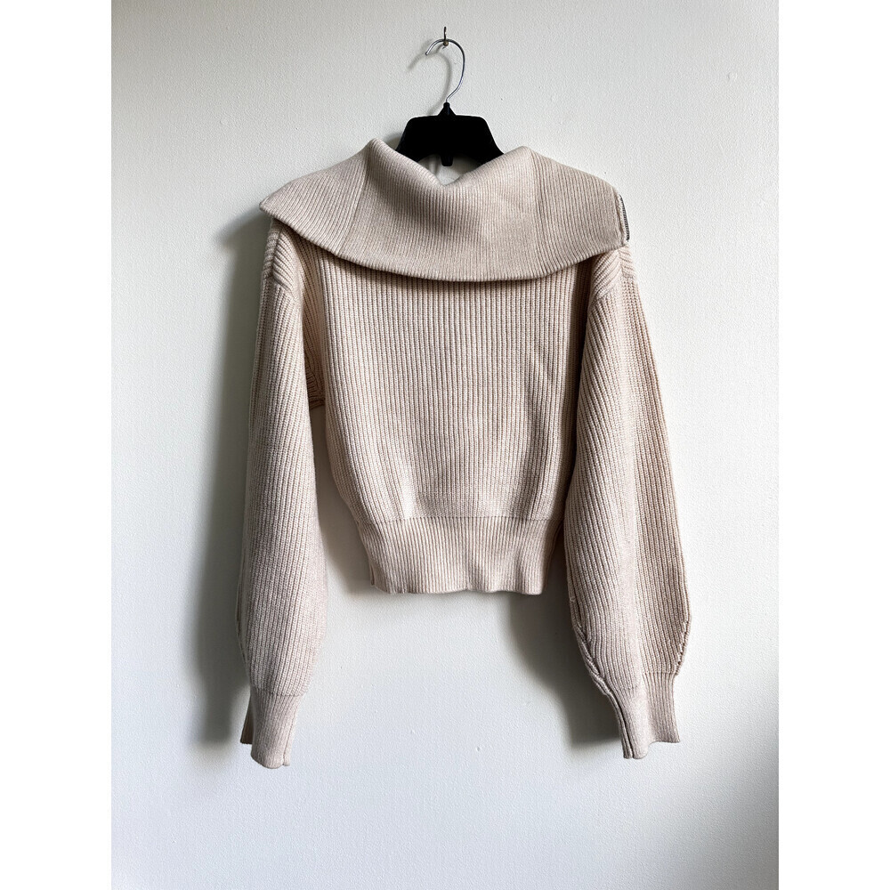 STEVE MADDEN Rowan Quarter Zip Pullover XS Ribbed Sulphur Springs Ivory - Picture 10 of 15